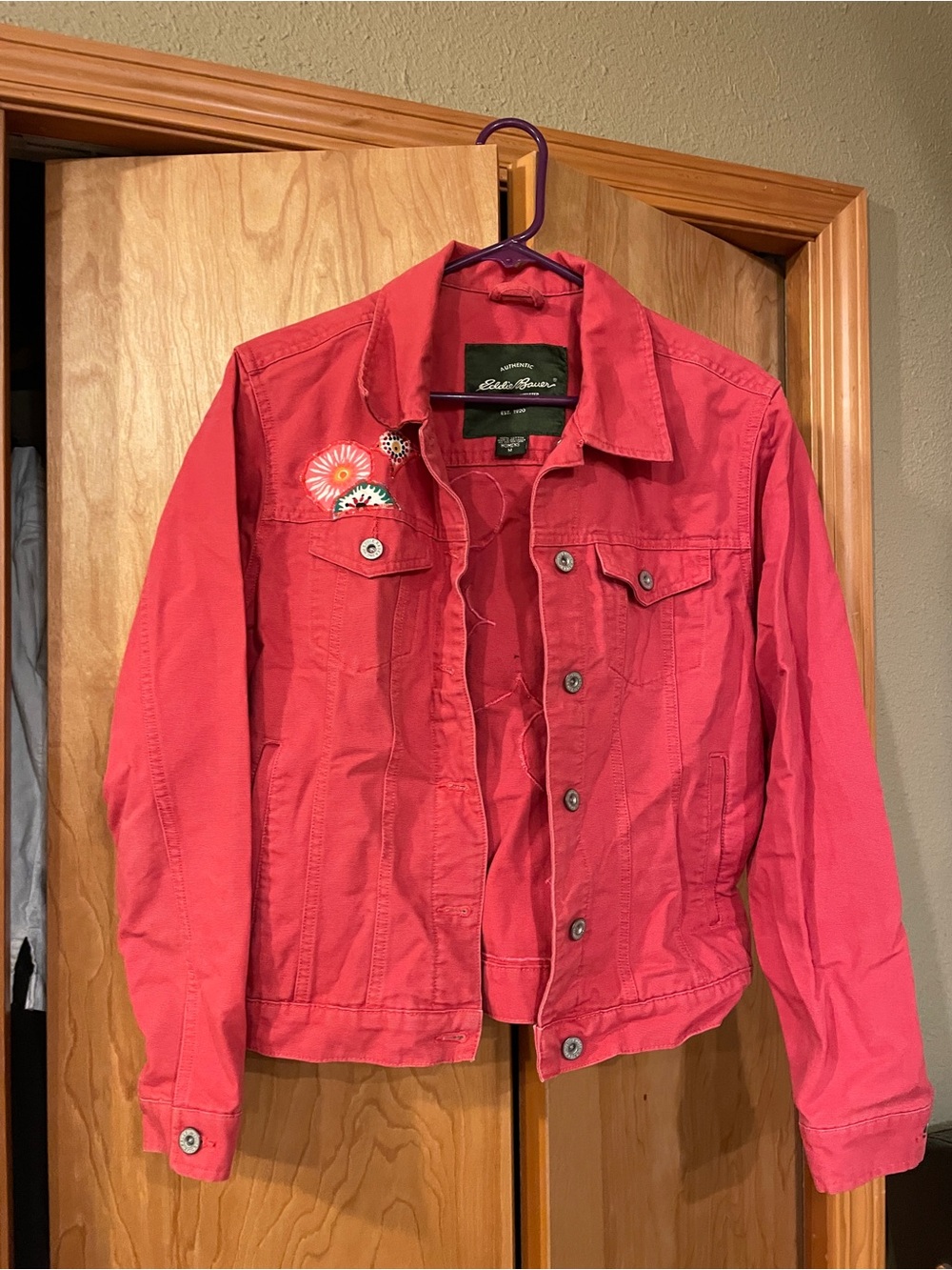 Womens Raspberry Red upcycled Eddie Bauer Jacket - Picture 2 of 7